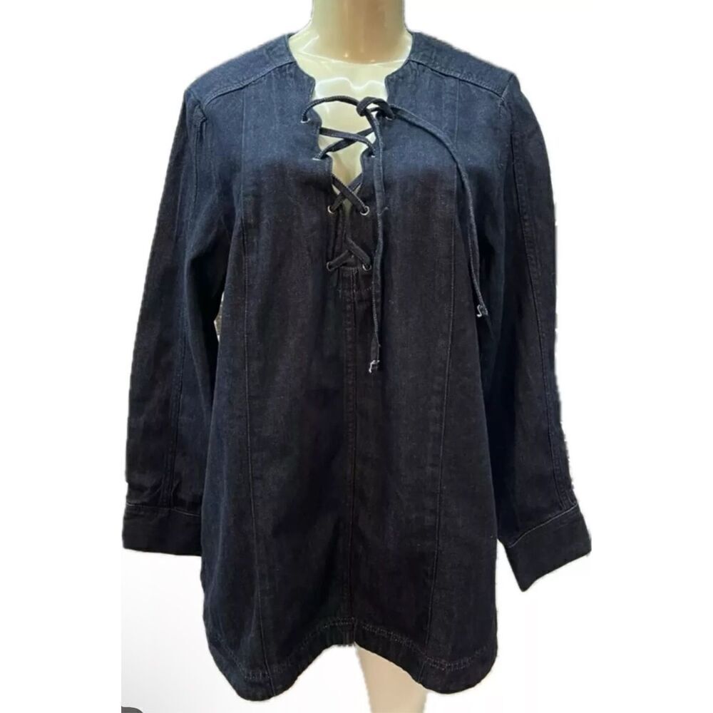 Denim 24/7 lace up denim top/ tunic size 30W plus size
